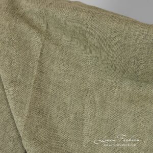 Olive green melange linen cotton fabric.
