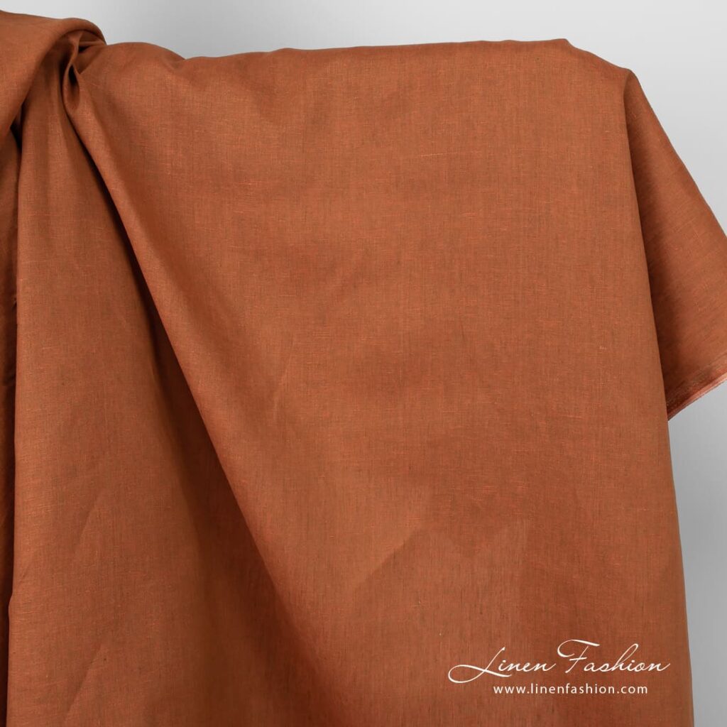 Orange wide linen fabric