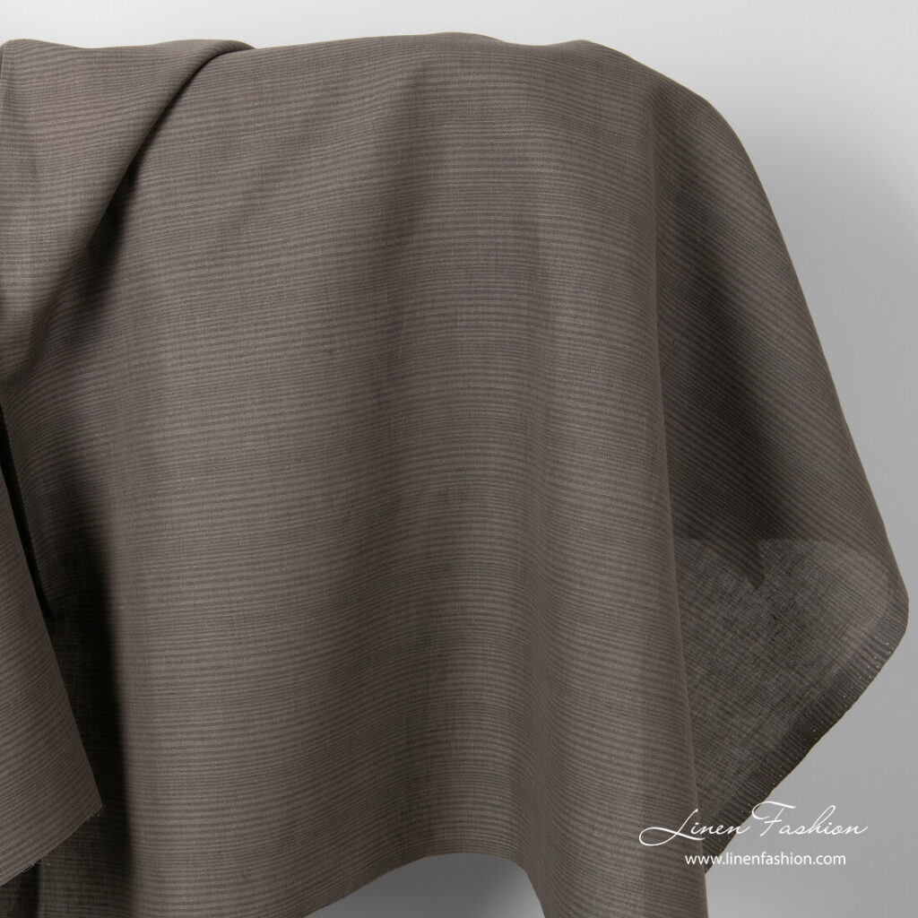 Linen cotton fabric with thin stripes