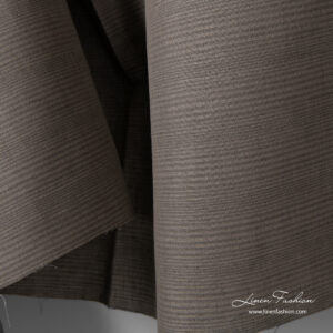 Grey, brown thin stripes linen cotton fabric