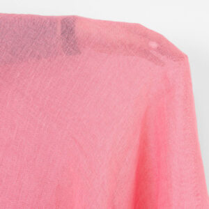 Ľanová látka priesvitná jasná ružová, praná
