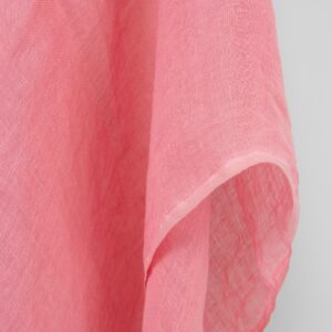 Ľanová látka priesvitná jasná ružová, praná