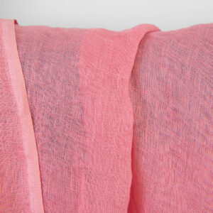 Ľanová látka priesvitná jasná ružová, praná