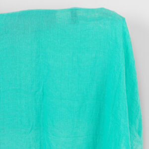 Ľanová látka priesvitná jasná tyrkysovo zelená, praná
