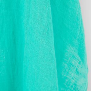 Ľanová látka priesvitná jasná tyrkysovo zelená, praná