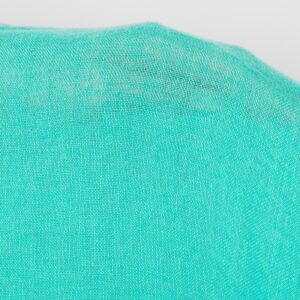 Ľanová látka priesvitná jasná tyrkysovo zelená, praná