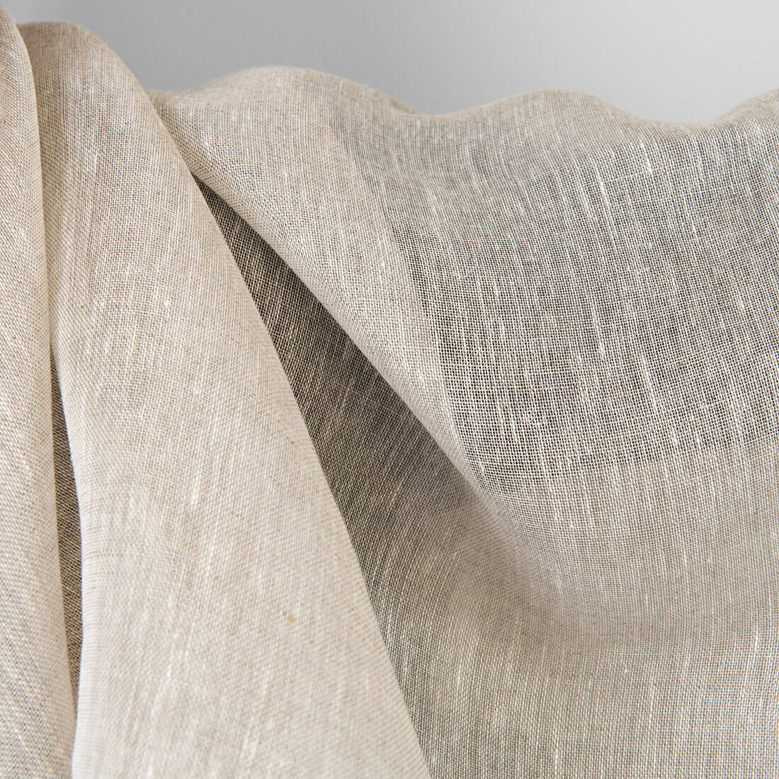 Linen fabric sheer white with undyed linen, transparent
