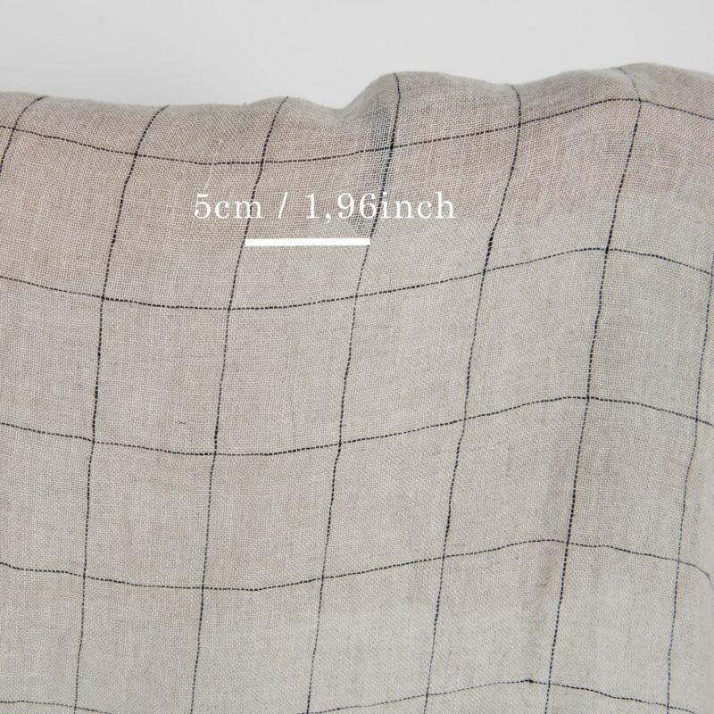 Natural transparent checked linen fabric washed with measurements