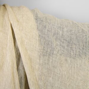 Ľanová látka priesvitná svetlokrémovo žltá, praná