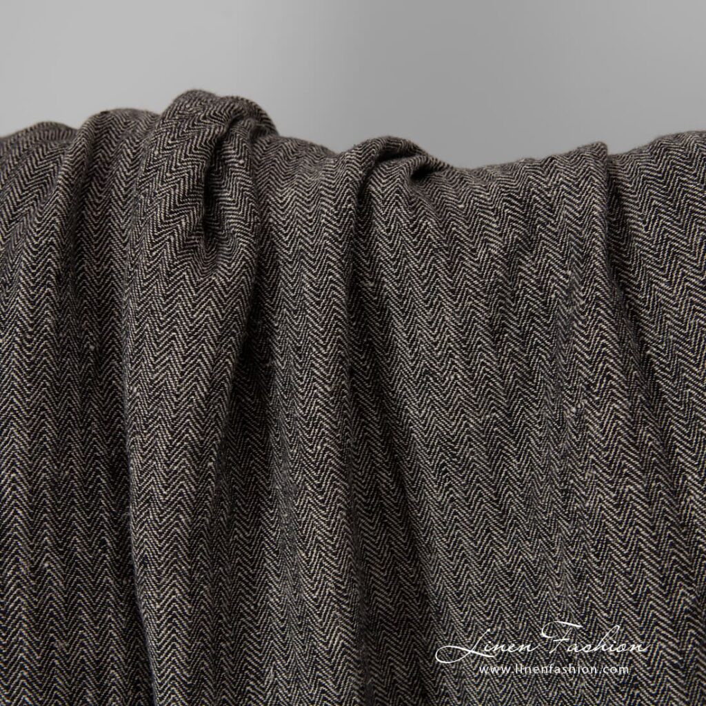 black chevron linen, heavy linen.