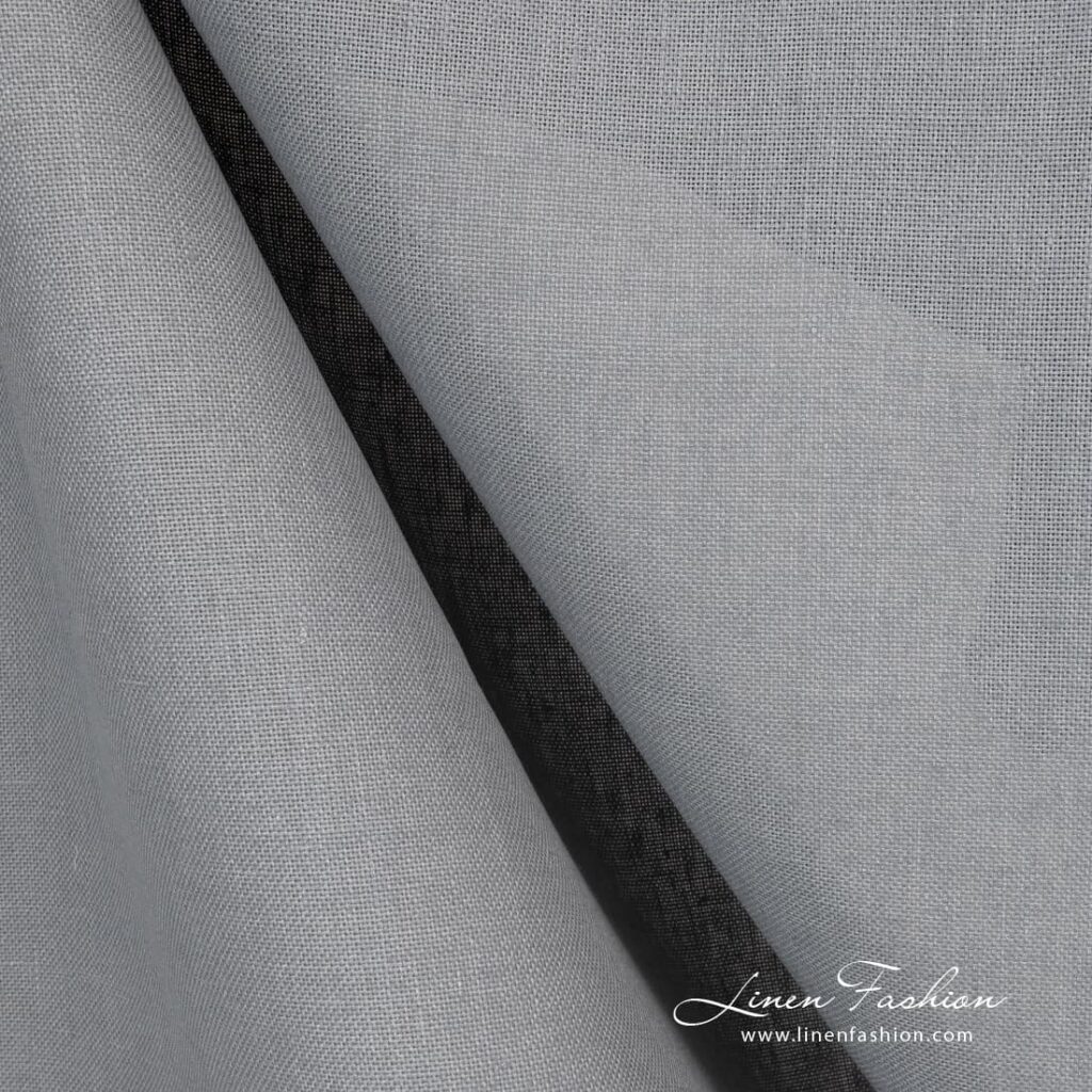 Bluish grey linen fabric.