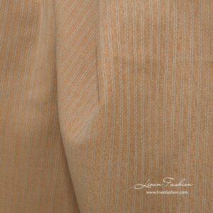 Ľanovo-bavlnená svetlohnedá látka s dekoratívnymi pruhmi