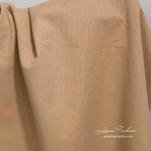 Ľanovo-bavlnená svetlohnedá látka s dekoratívnymi pruhmi