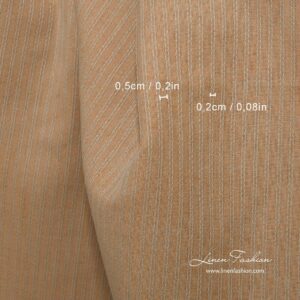 Ľanovo-bavlnená svetlohnedá látka s dekoratívnymi pruhmi