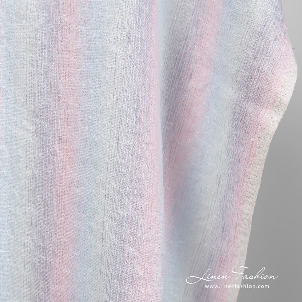 Linen fabric with vertical stripes