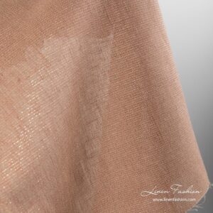 Hnedá lesklá ľanová tkanina