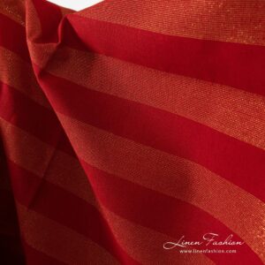 Red linen fabric with golden lurex, perfect for tablecloths, home textile