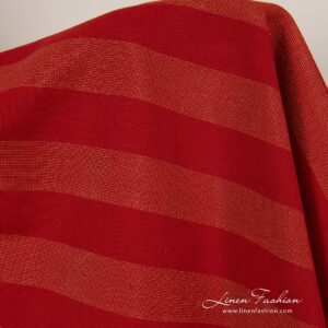Red linen fabric with golden lurex for festive look