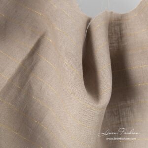 Sivá ľanová látka so zlatými pruhmi