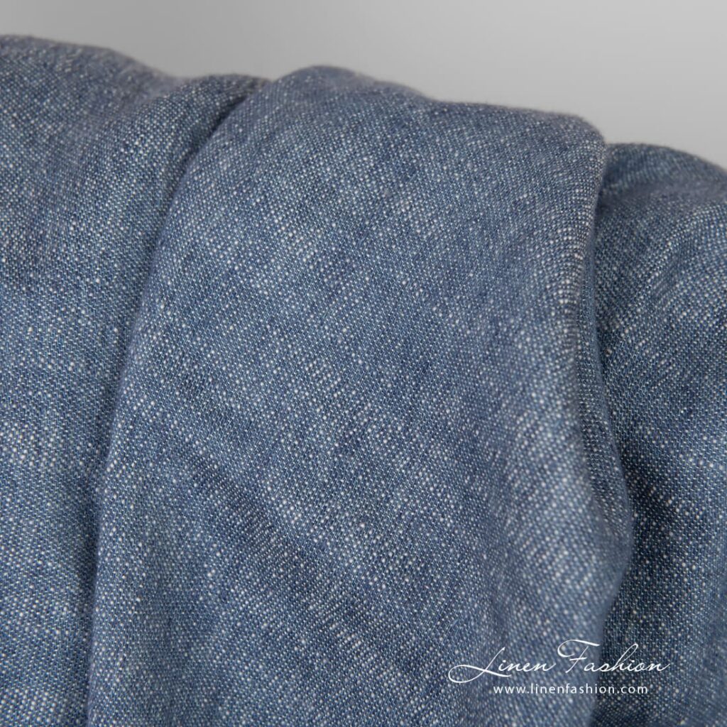 Bluish white linen cotton fabric, double-sided