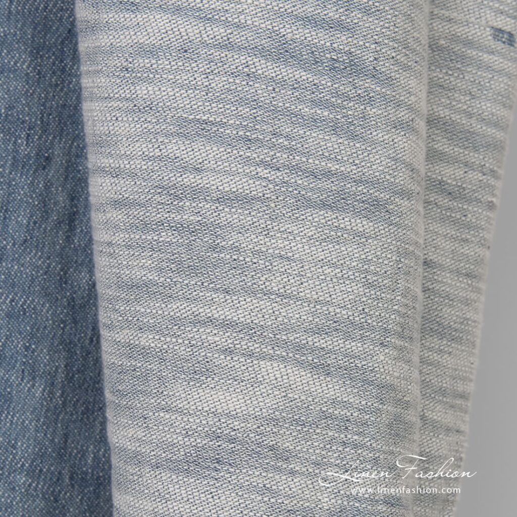 Bluish white linen cotton fabric, washed