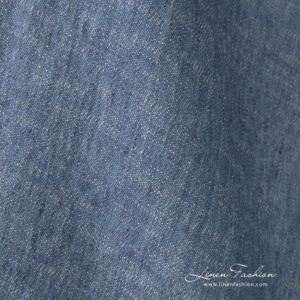 Bluish white linen cotton fabric, fine delicate design, washed