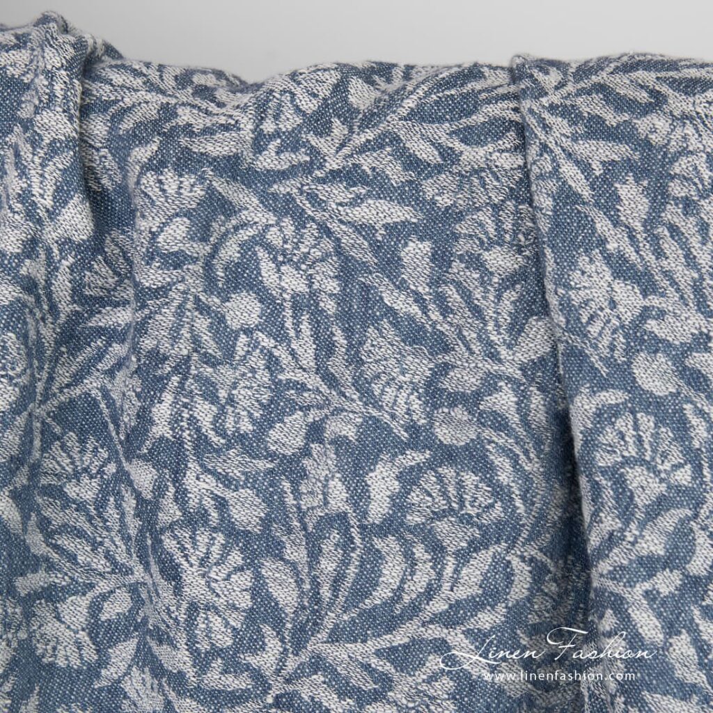 Linen cotton jacquard fabric with ornaments