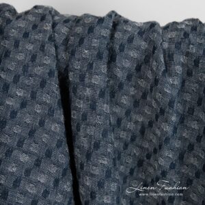 Bluish black linen wool fabric, specially washed to increase softness