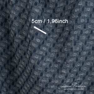 Linen wool fabric woven from bluish black and white yarns