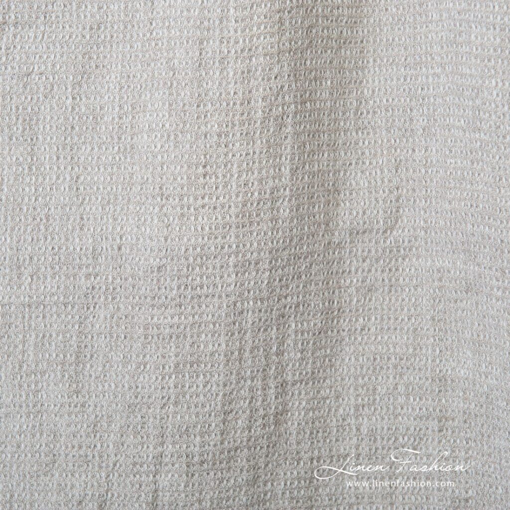 Light gray linen fabric with checks