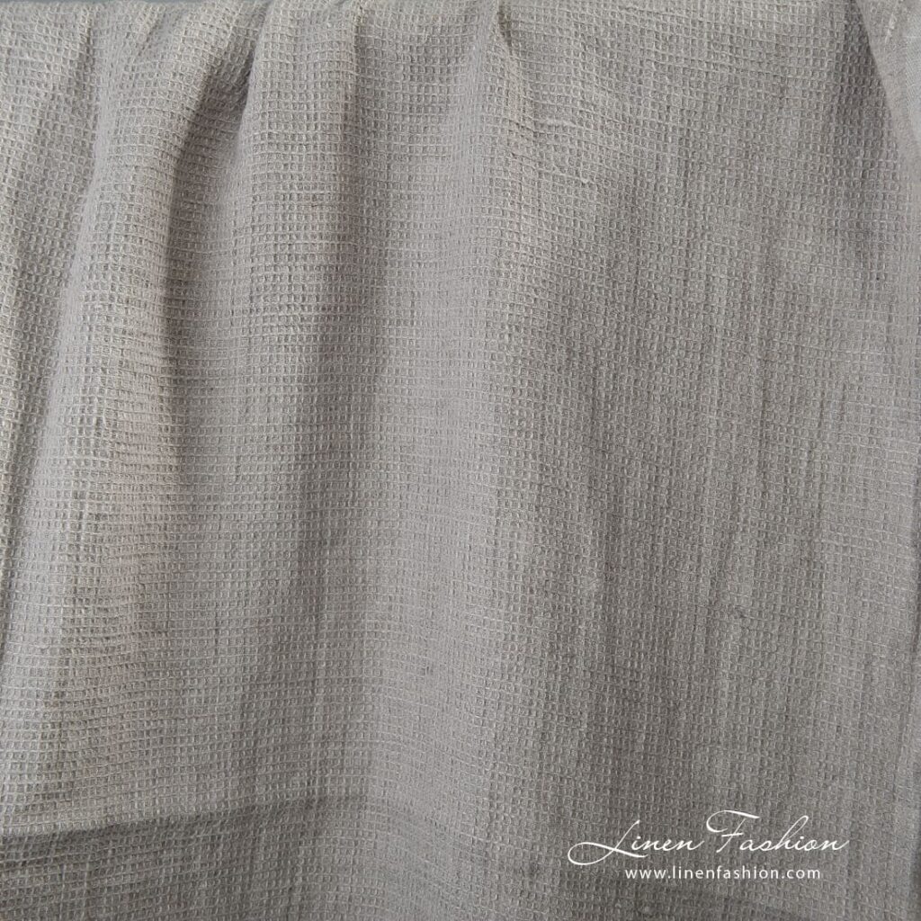 Gray linen fabric with tiny checks