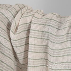 Striped pink linen fabric in waffle pattern