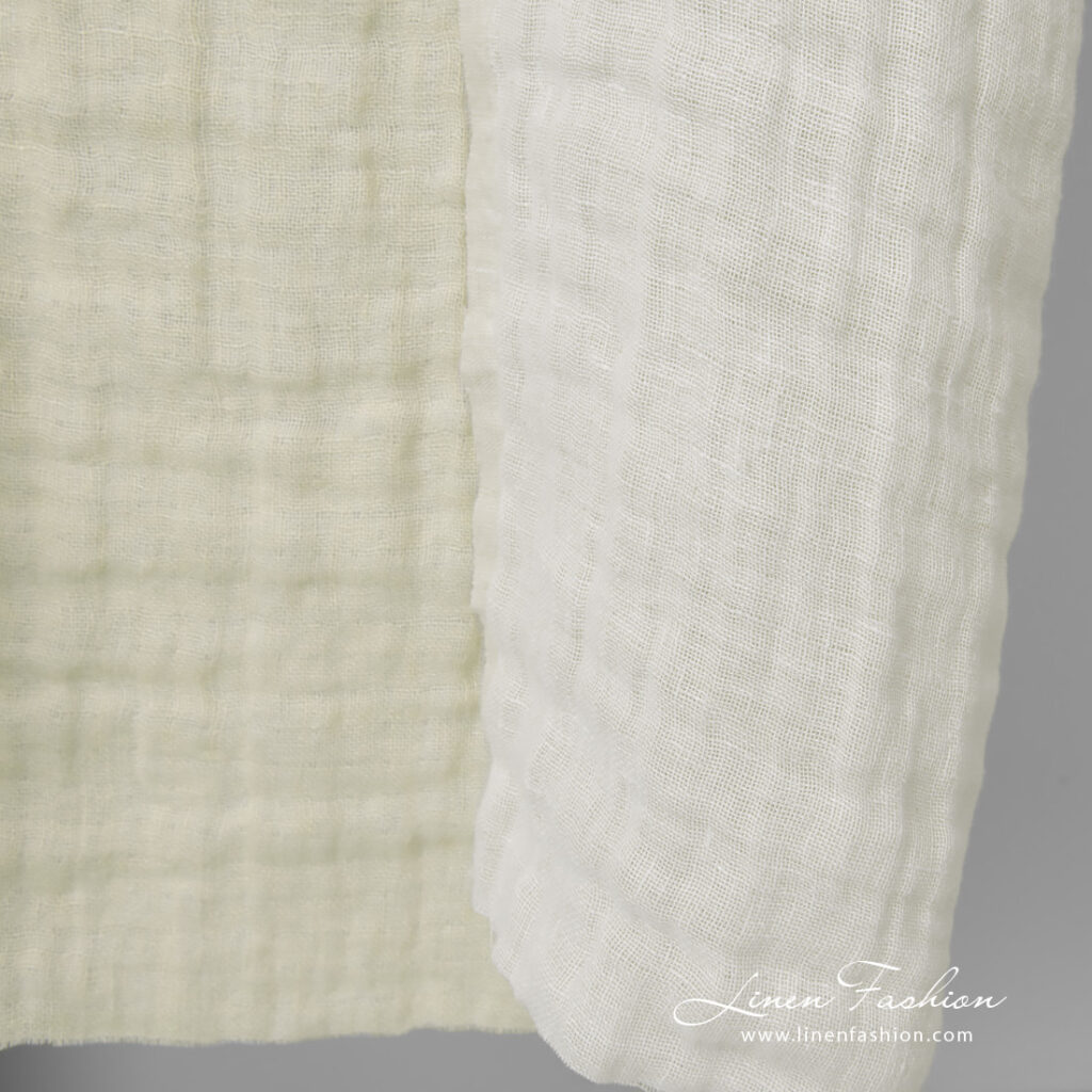 linen doublesided cream fabric, other side white.
