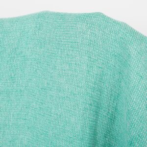 Ľanová látka jasná tyrkysovo zelená vafľová, praná