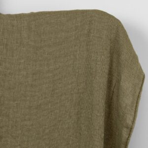 Ľanová látka machovo hnedá pruhovaná, praná