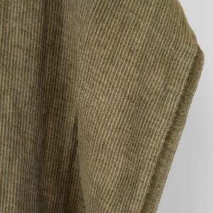 Ľanová látka machovo hnedá pruhovaná, praná