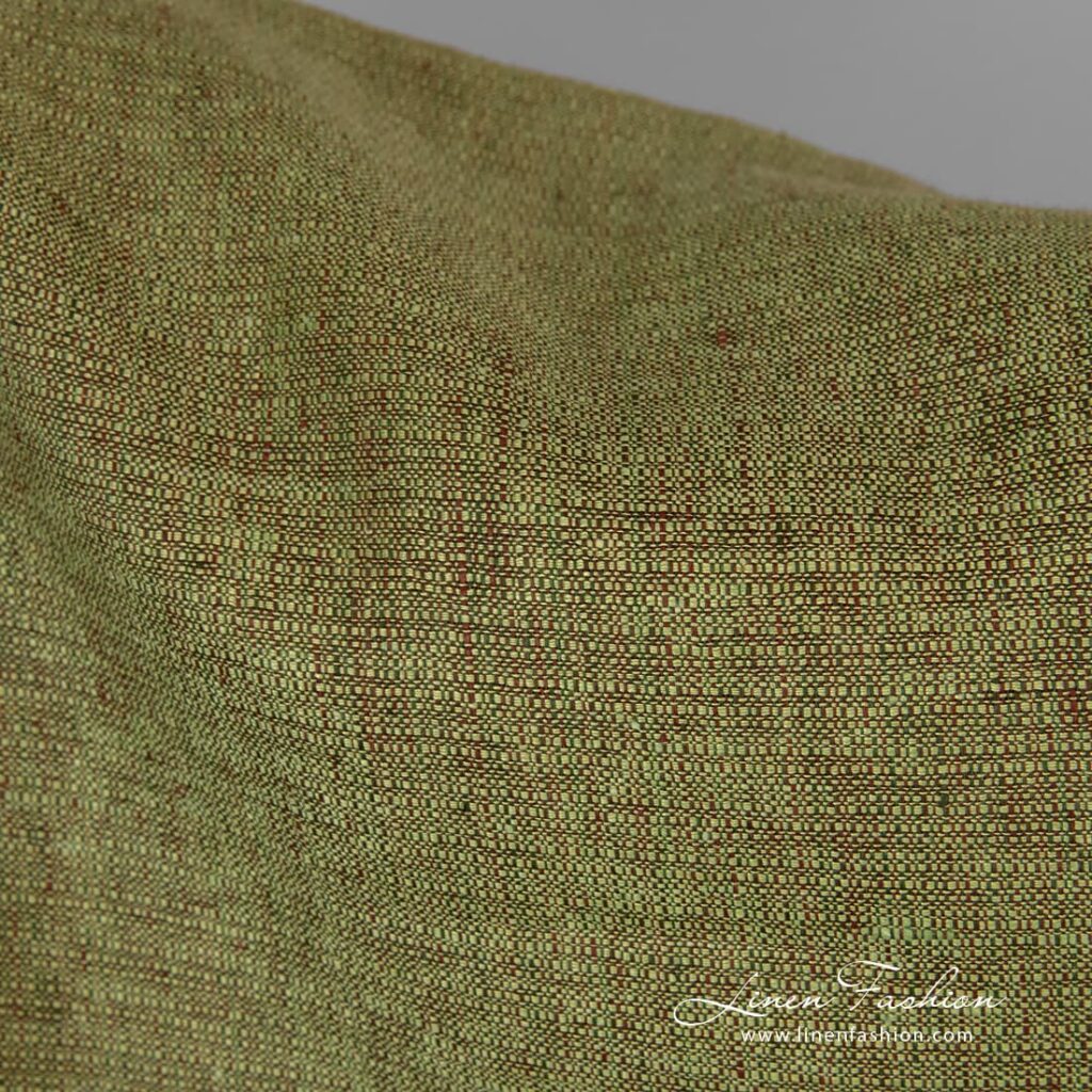Green brown linen fabric.