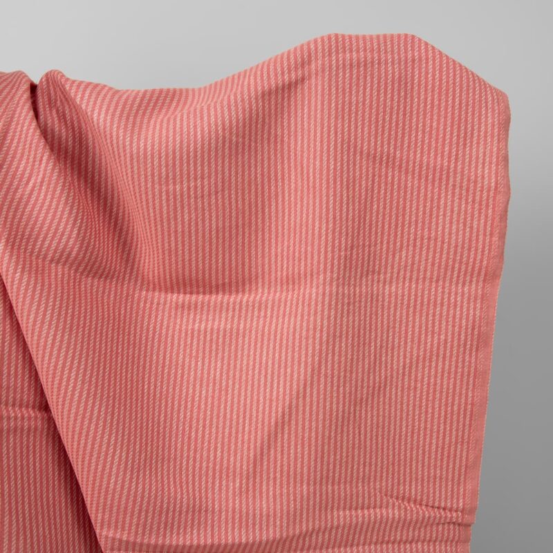 Red striped pure linen fabric