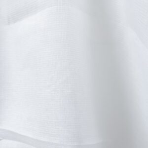 Bright white linen fabric in a small check pattern close up detail