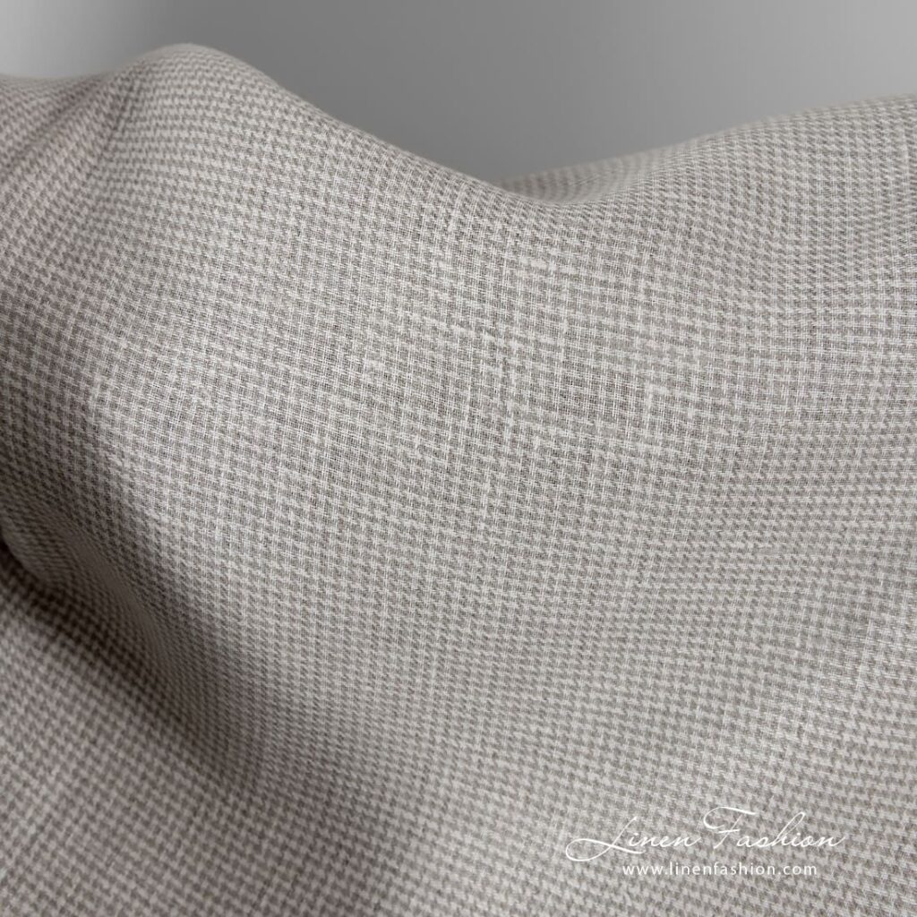 100% linen fabric in houndstooth pattern