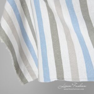 Washed wide striped linen cotton fabric.