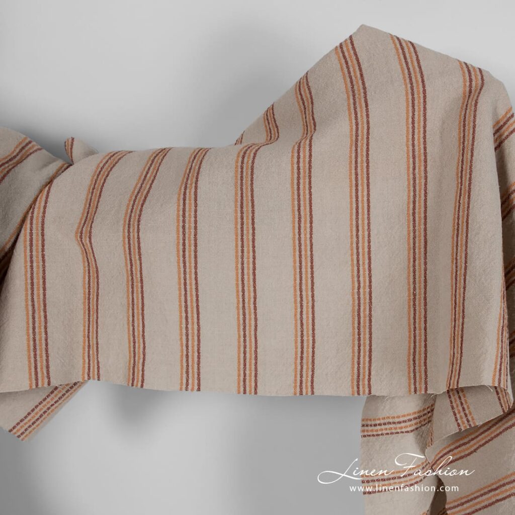 Wide linen cotton rosy fabric full size