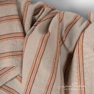 Wide linen cotton rosy fabric with stripes