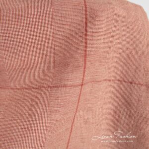 Wide red linen cotton fabric with checks