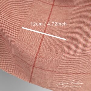 Wide red linen cotton fabric with checks, washed