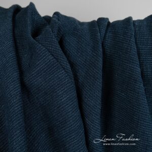 Wide linen cotton fabric in blue, specially washed to increase softness