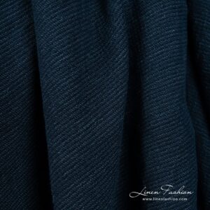 Wide linen cotton fabric woven from raven black and denim blue yarns