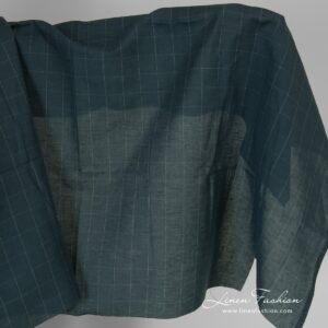 Checked dark blue linen cotton fabric.