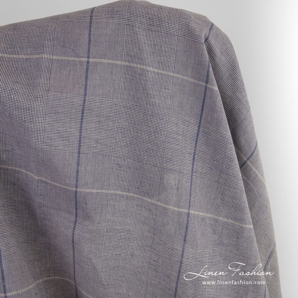 Wide greyish blue linen cotton fabric