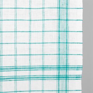 Úzka ľanová látka so zelenými kárami